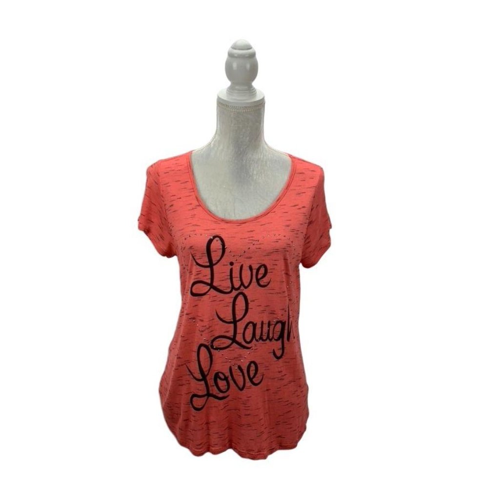 SJS T-shirt Graphic Live Laugh Love Studded Size S